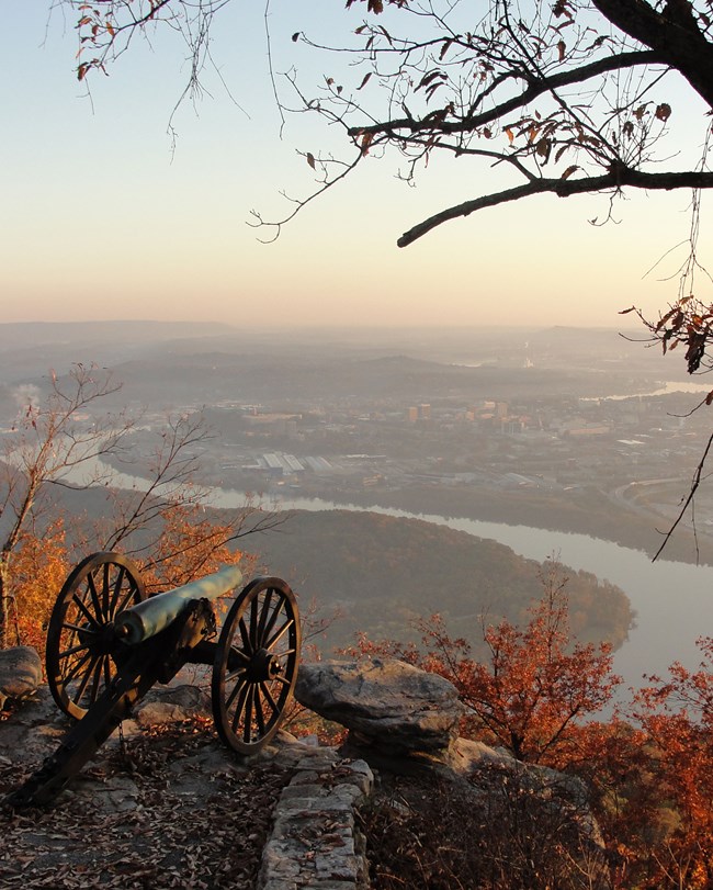 cannon on overlook of river