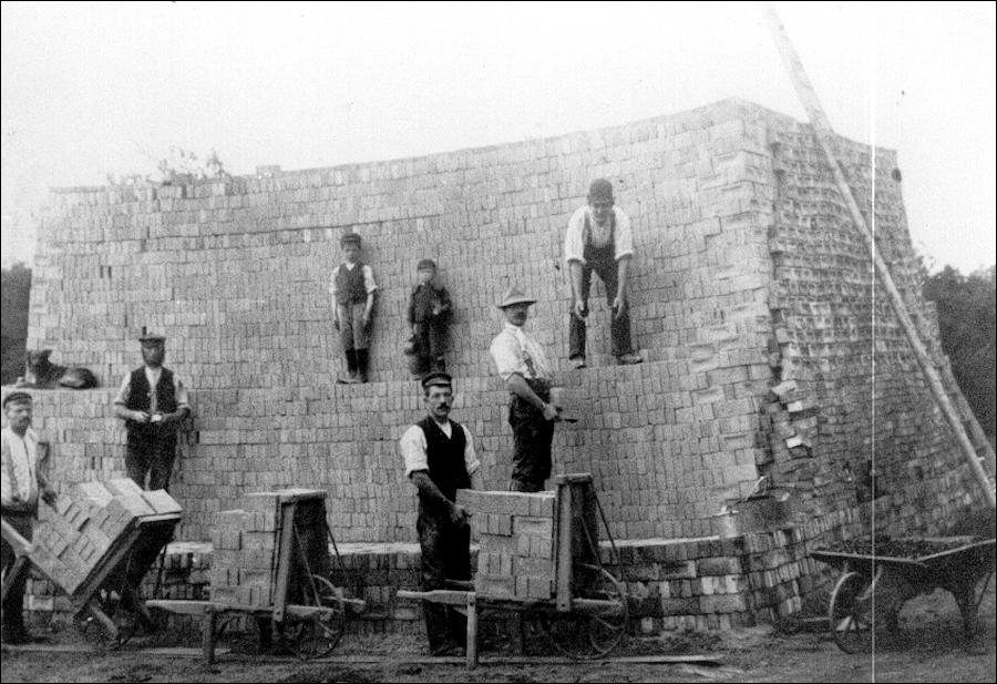 Historic photo of a brick clamp.