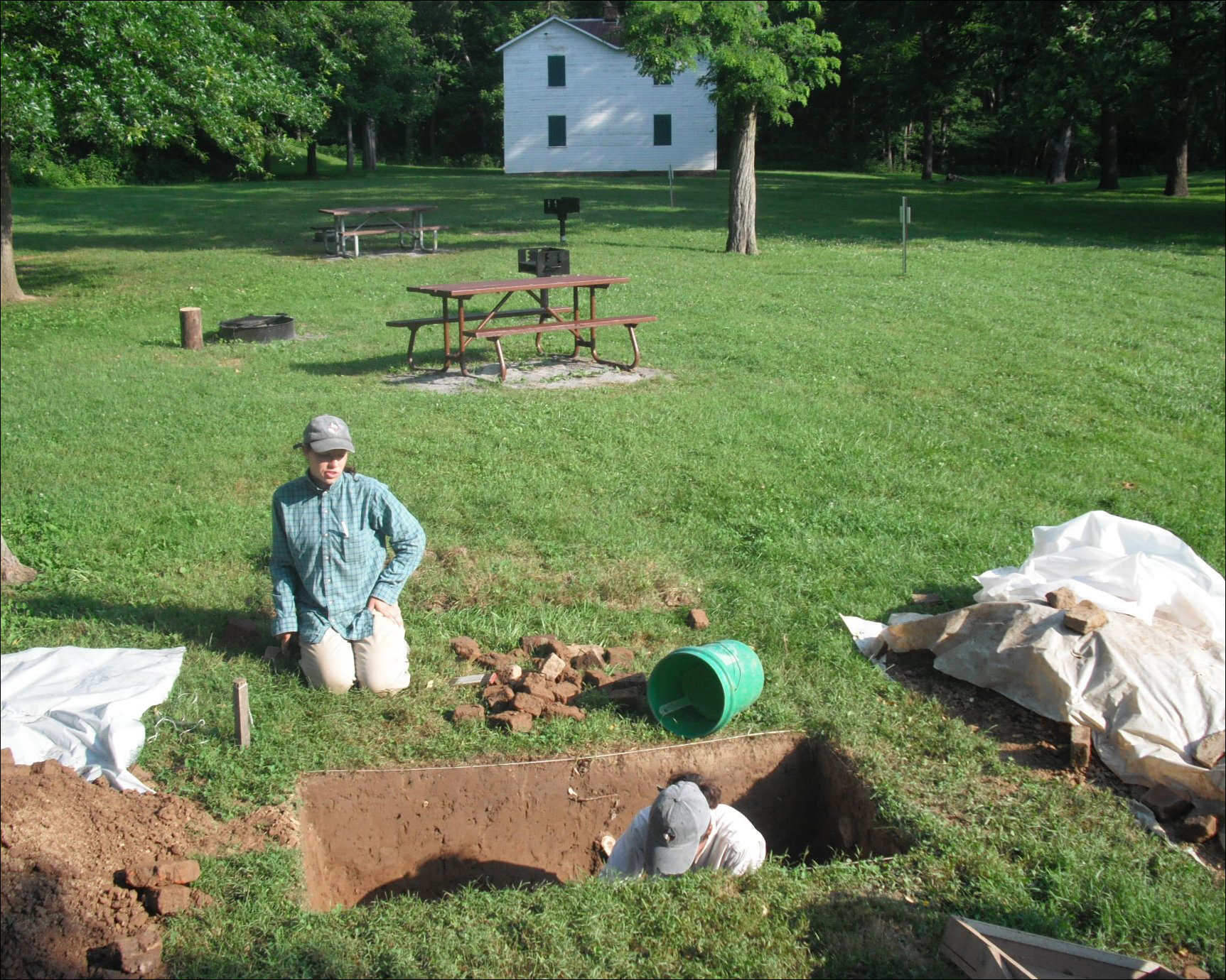 Archeologists uncovering the remains of a C&O Canal Company office and storehouse.