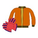 Illustration of gloves and a jacket