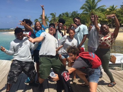 group of people posing in Virgin Islands