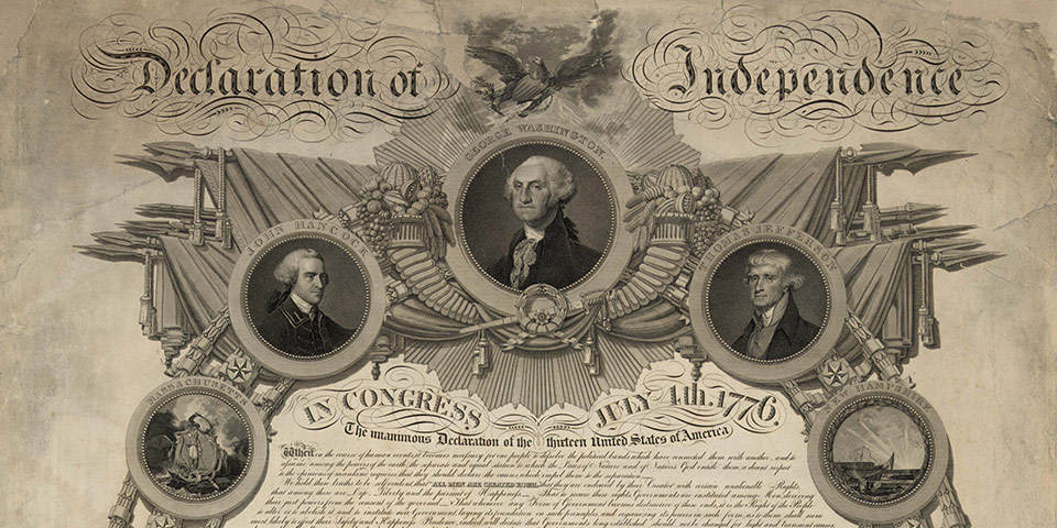 Color image of the Declaration of Independence designed by John Binns.