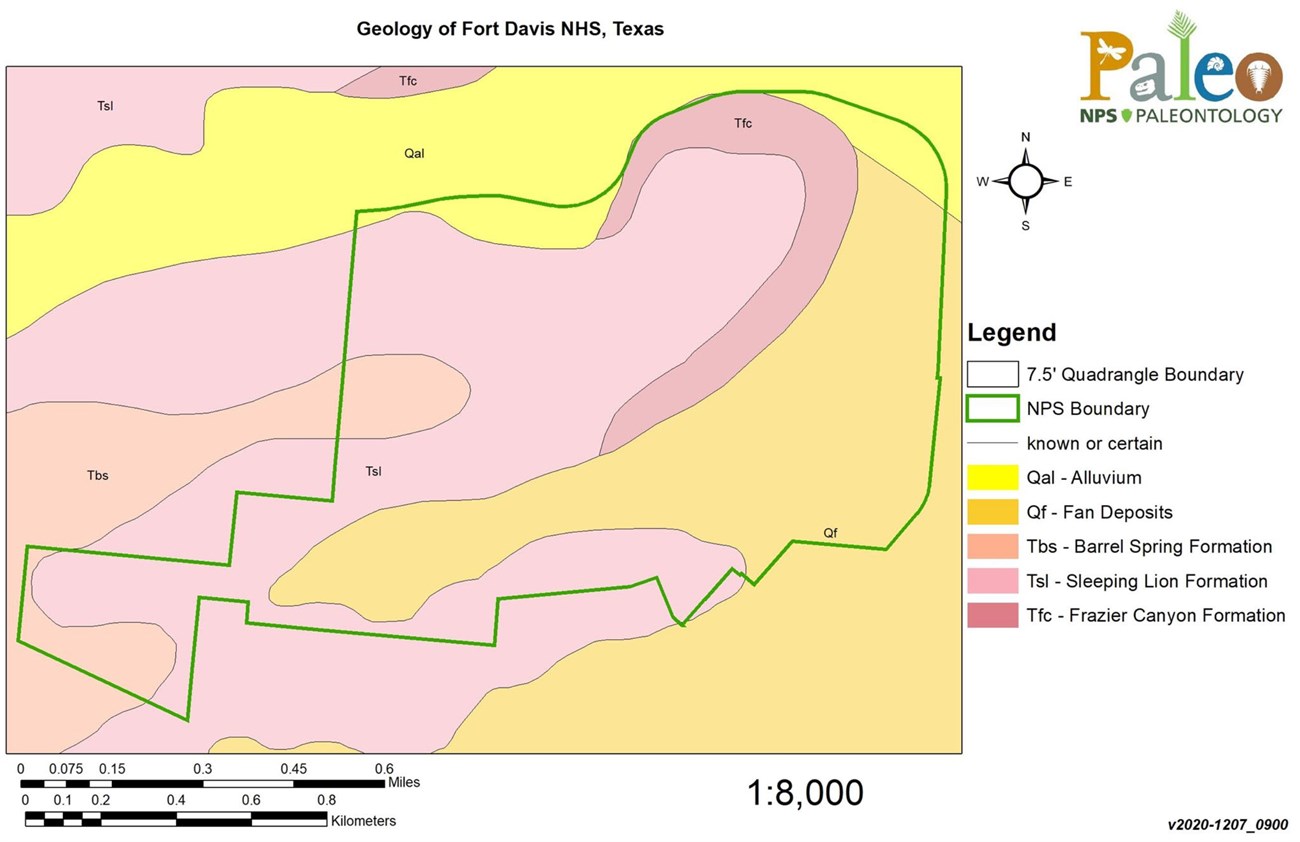 Bedrock geologic map of Fort Davis, Texas.