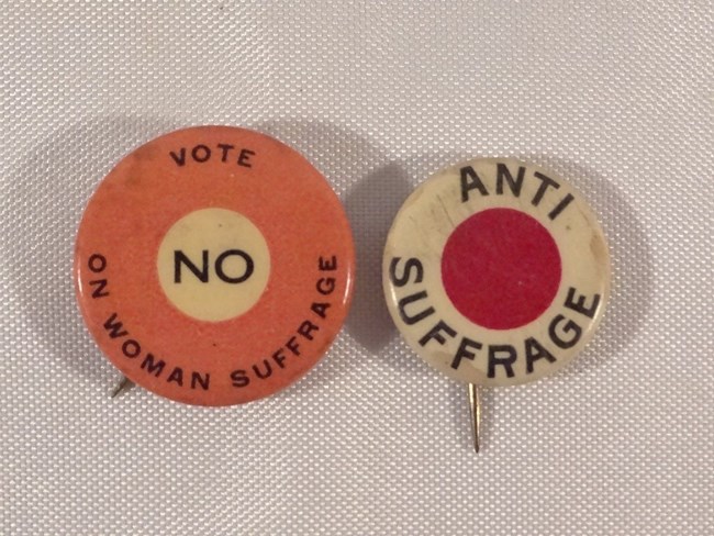 Anti Suffrage Pins. NOT PUBLIC DOMAIN.
