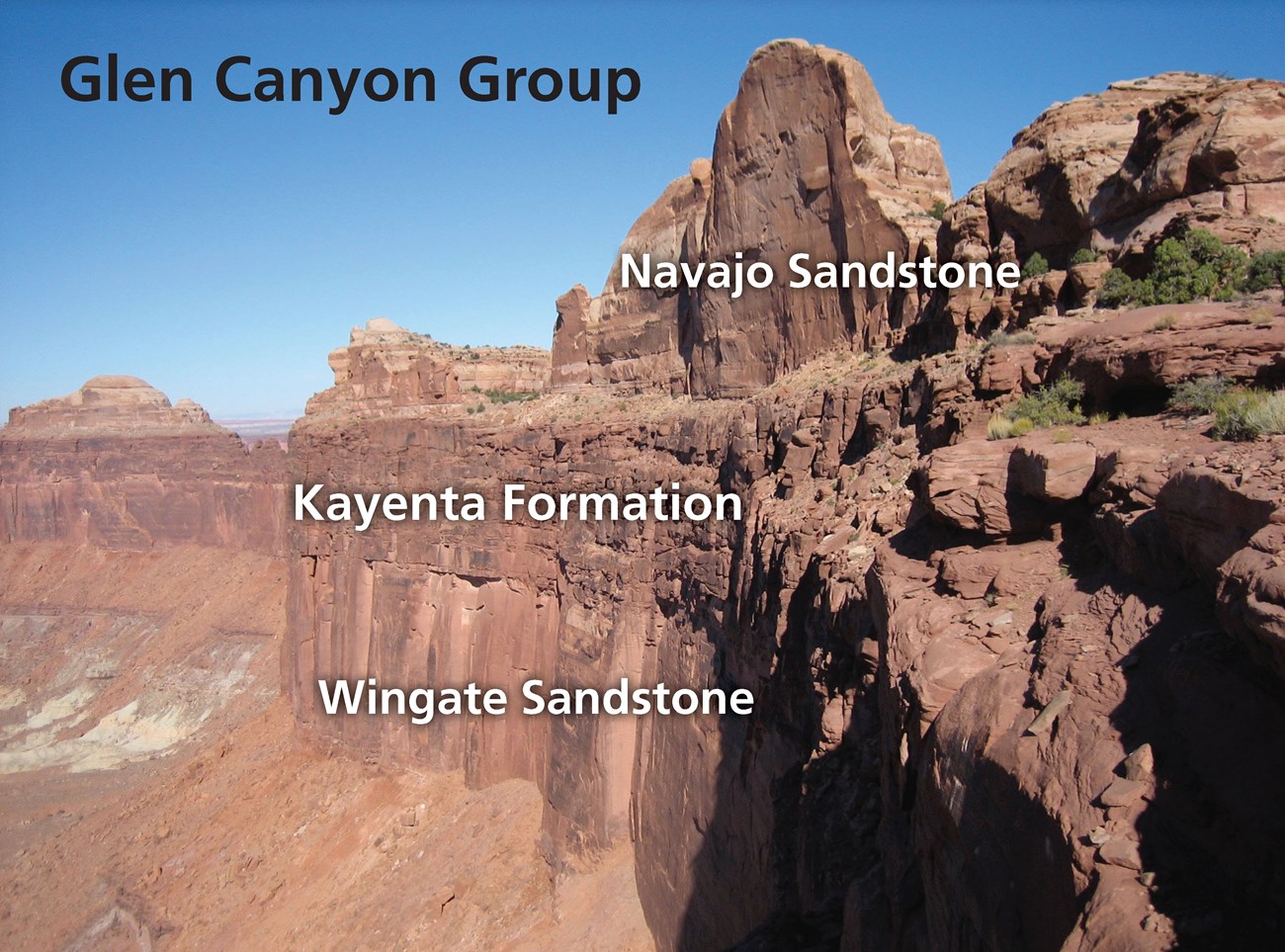 Photo of sandstone cliffs with Glen Canyon Group rocks