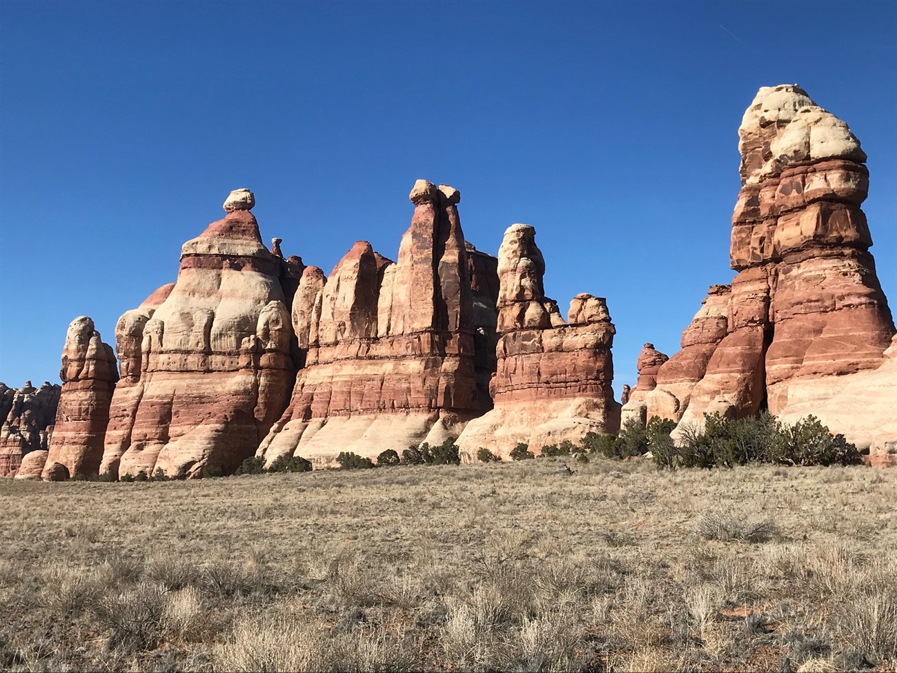 Photo of layered rock spires