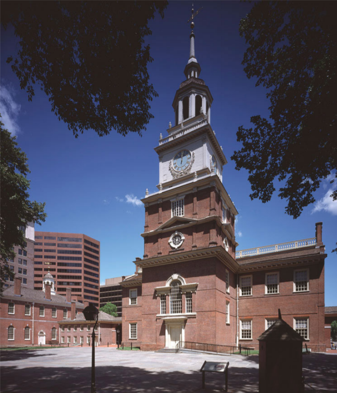 exterior of the south facade of Independence Hall