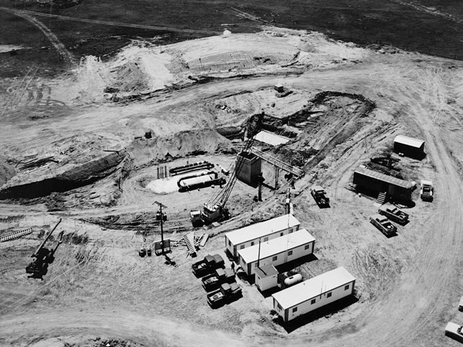 Arial view of construction at a control center site