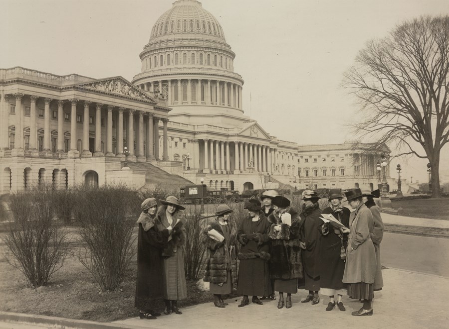 Gathering of women outside of the Capitol