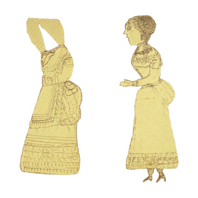 A paper doll with a separate detachable dress.