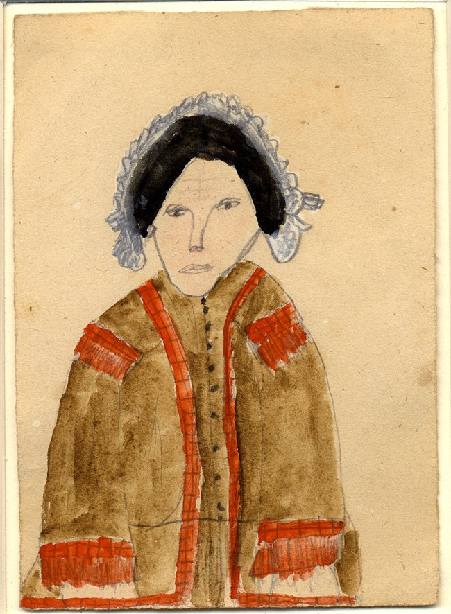 A portrait of Fanny Longfellow drawn by one of her children