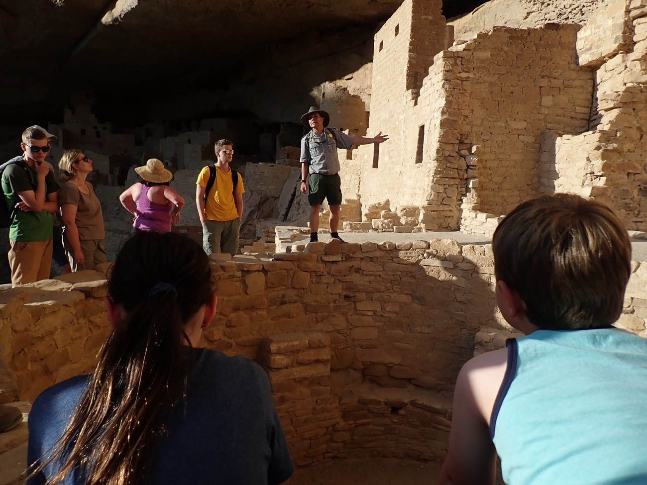A park ranger explains the history of Mesa Verde's Cliff Dwellings.