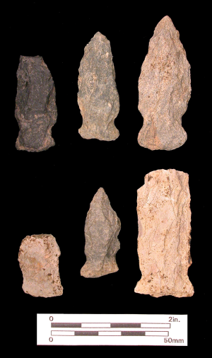 Assortment of 6 Crudely Made “Selby Bay” Spear Points or Knives from a Site Near Little Falls.