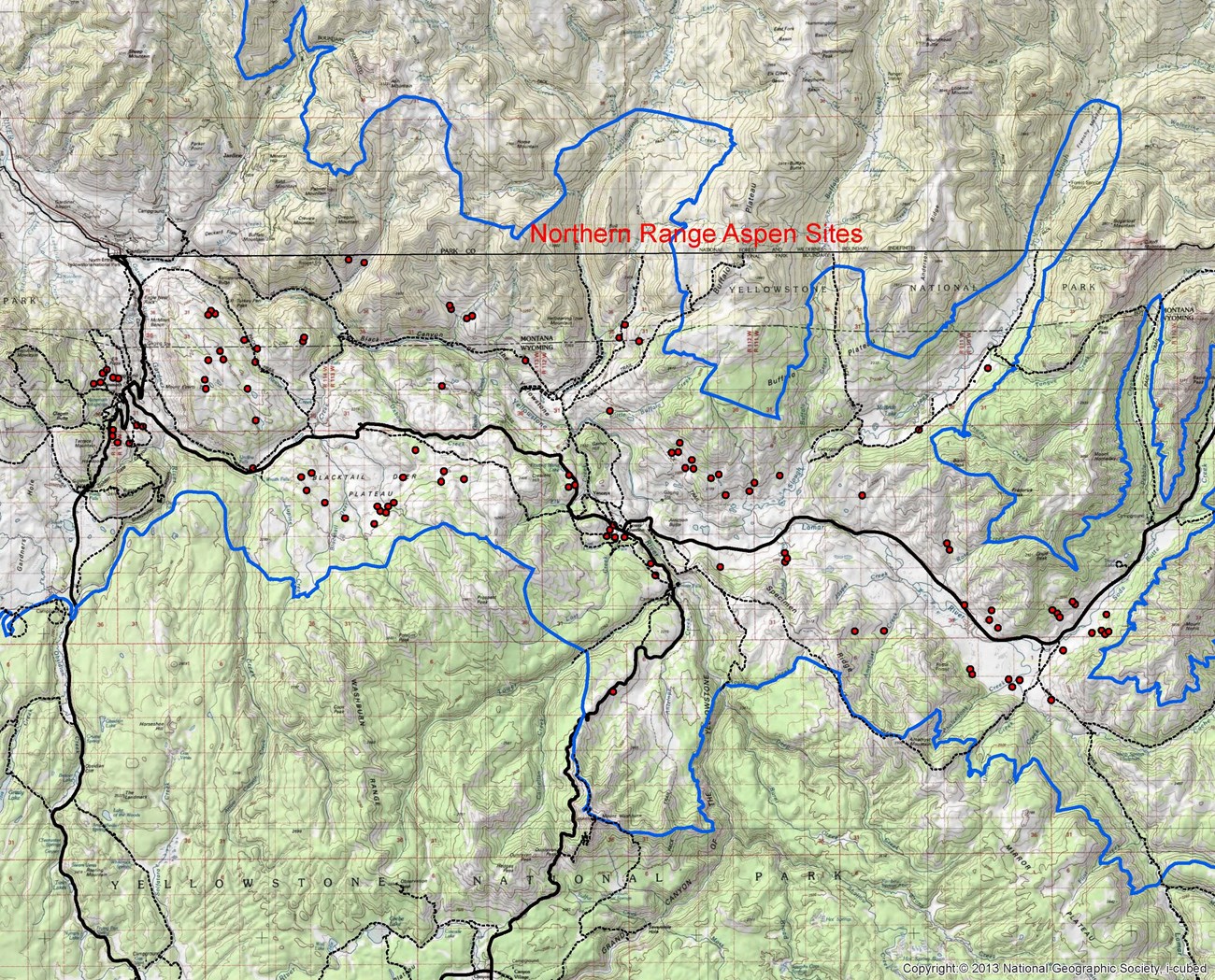 Map of northern range aspen site