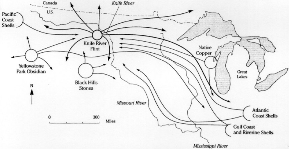 Map with arrows depicting trading routes