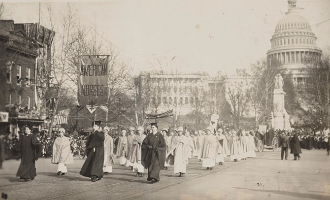 Nurse Contingent in the 1913 Suffrage March LOC 12582v