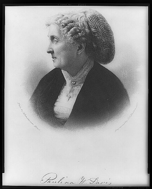 Paulina W. Davis, head-and-shoulders portrait, facing left.