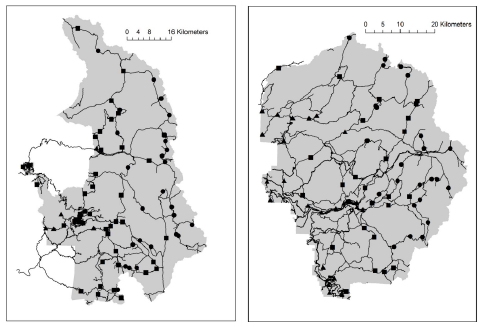 Maps of bird monitoring sites at Sequoia and Kings Canyon and Yosemite national parks