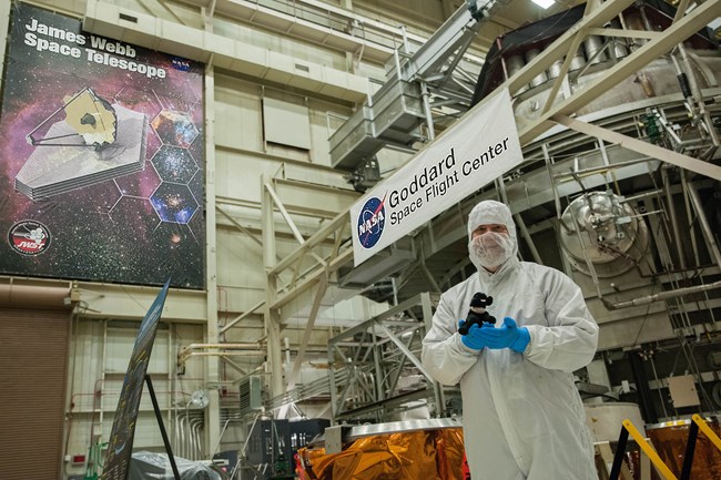 toy dog in acoustic test chamber at NASA center