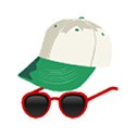 Illustration of a hat and sunglasses