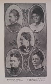 Book page showing five oval portraits of women