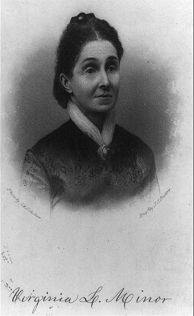 Virginia Louisa Minor, head-and-shoulders portrait, facing right