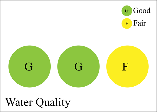 Figure 1 is a simple graphic showing three colored circles representing different indicators of condition. The first two circles are green (good) and the third circle is yellow (fair).