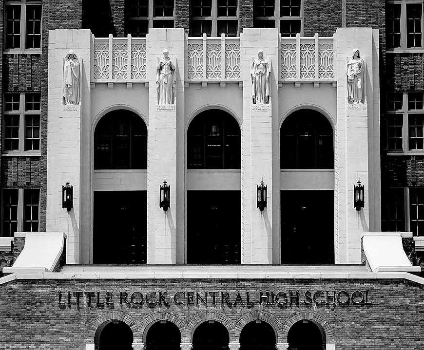 Front entrance of high school - Little Rock Central High School. (Photo by Cindy Momchilov/Camera Work, Inc.)