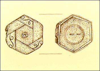 Decorated button from the Locher/Poffenberger cabin.