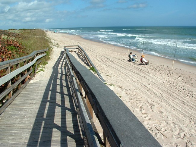 boardwalk ramp to sandy beach