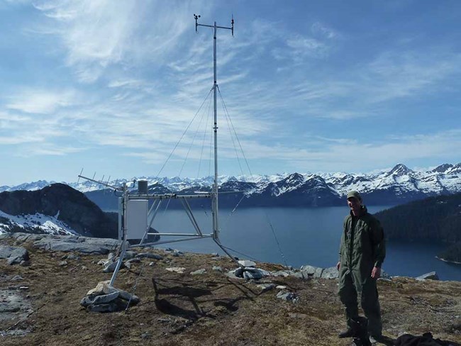 A weather station in Kenai Fjords National Park.