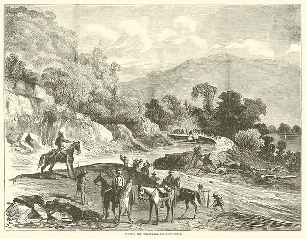 Engraving of workers cutting a canal