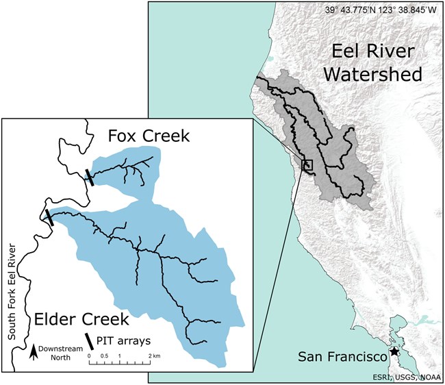 Map showing study location within the Eel River Watershed
