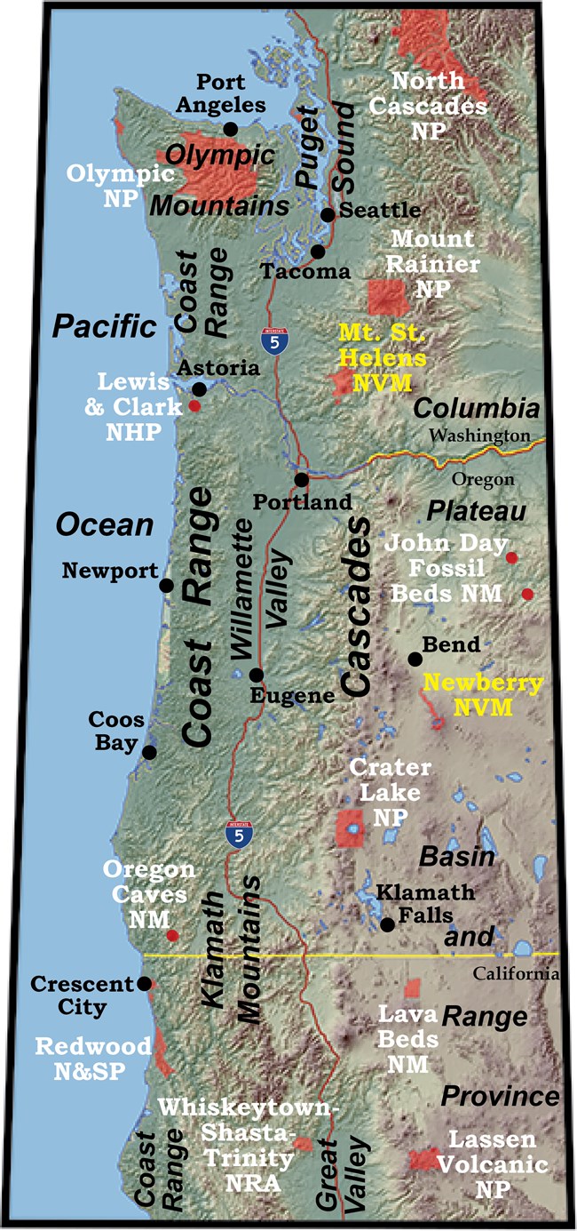 topographic map of the pacific northwest