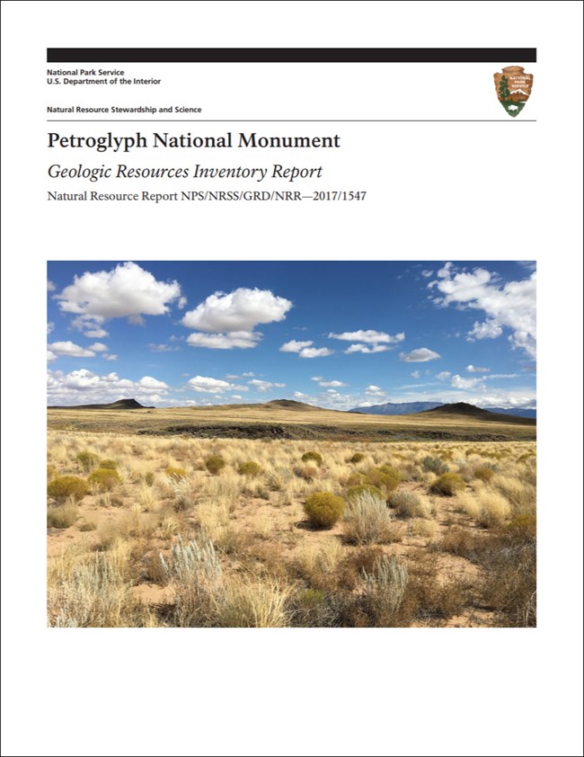 image of petrogllyph gri report cover with photo of cinder cones