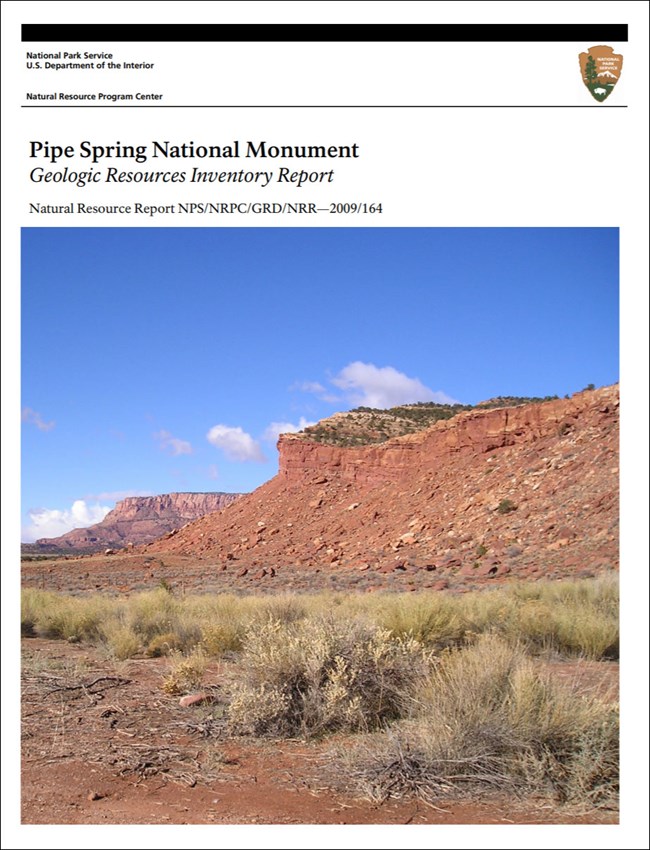 image of pipe spring gri report cover with photo of red rock slope