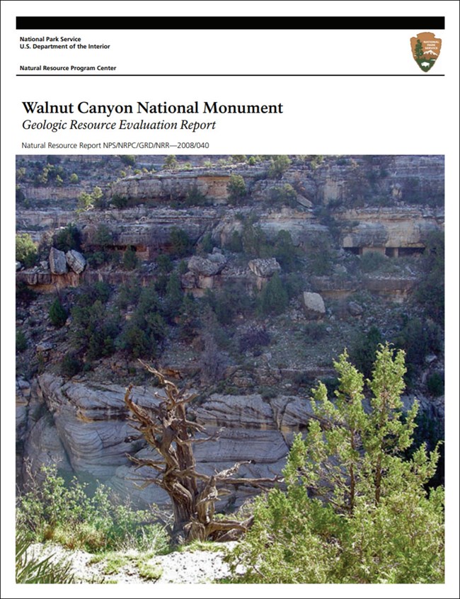 image of walnut canyon gri report cover with photo of cliff dwellings