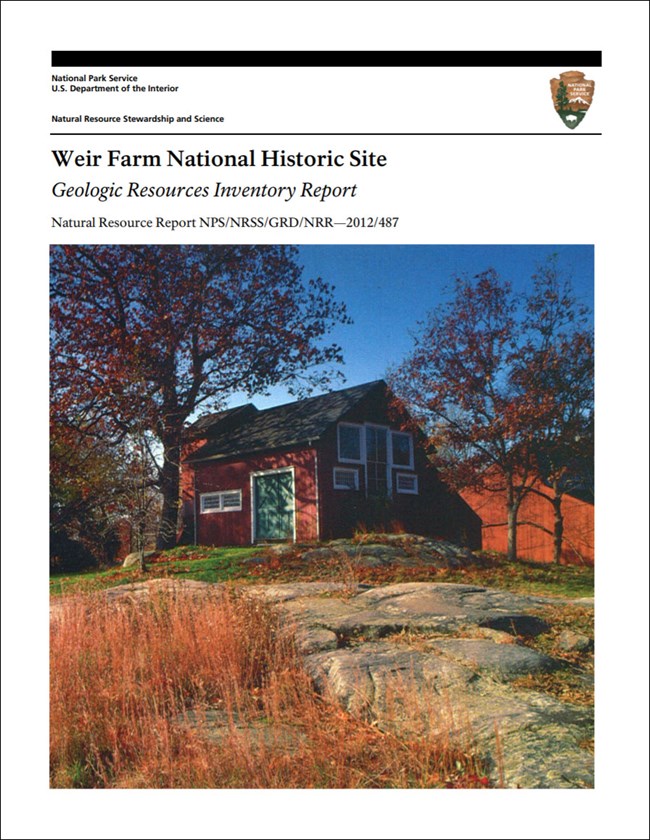 image of weir farm gri report cover with photo of farm building