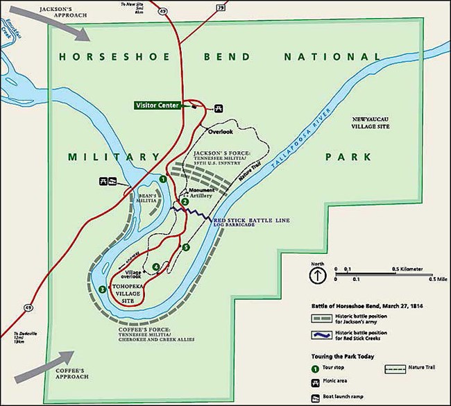 map of park features and military history