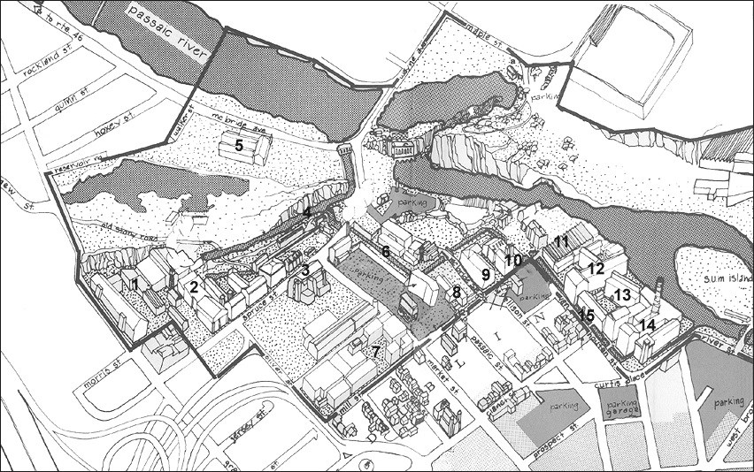 Aerial map of Great Falls/S.U.M. Historic District.