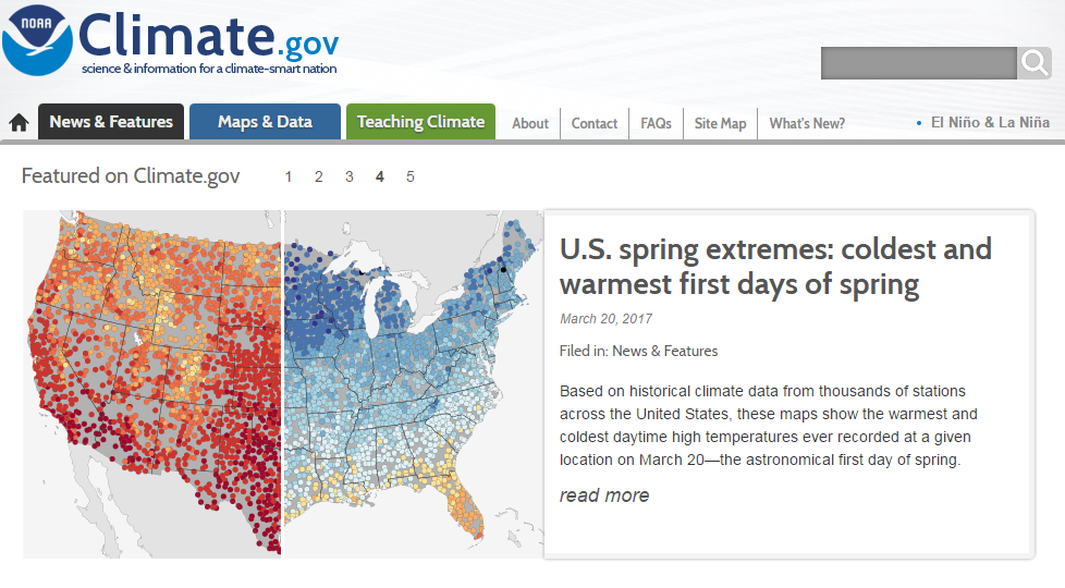 Screenshot of NOAA’s Climate.gov website