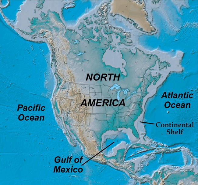 map of north america showing continental shelf