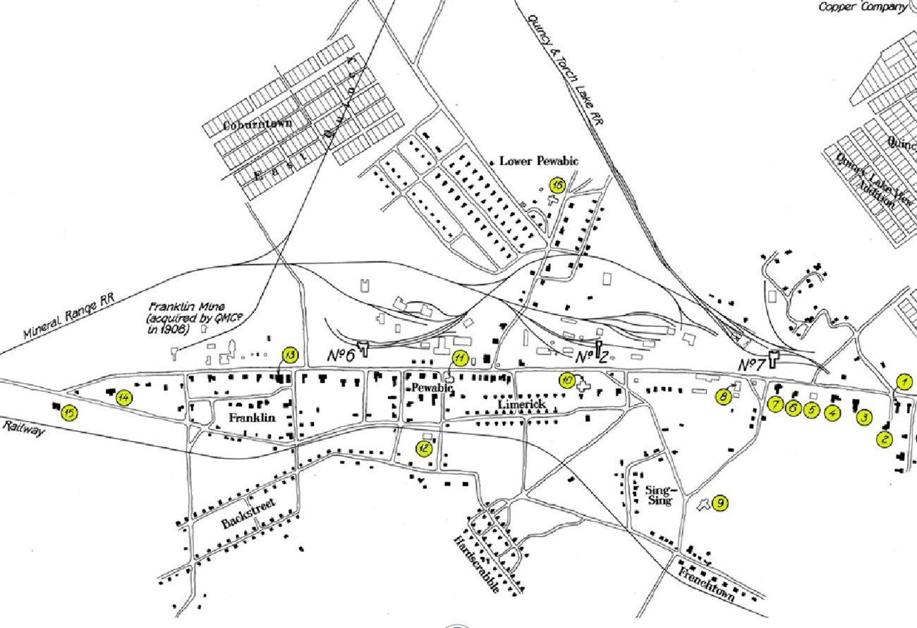 Map of Quincy Mine Location, c. 1920.