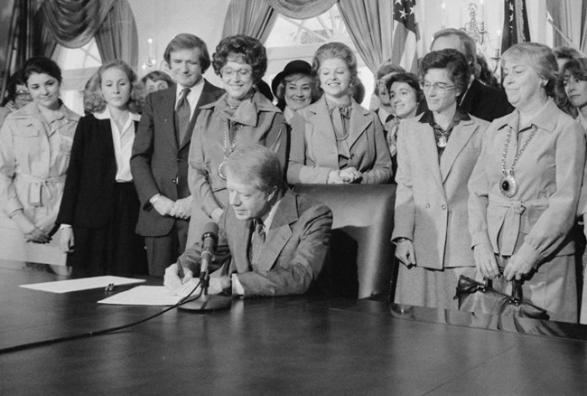 Jimmy Carter signing extension of Equal Rights Amendment (ERA) in 1978, Courtesy of NARA