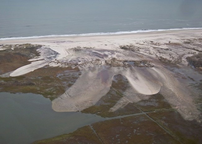 aerial view of dune overwash fan