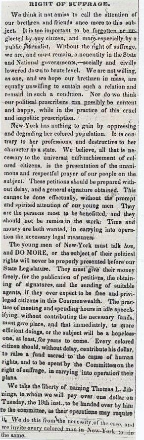 Right of Suffrage Newspaper Article