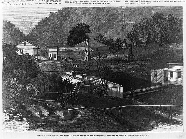 Drawing of downtown Hot Springs in 1873