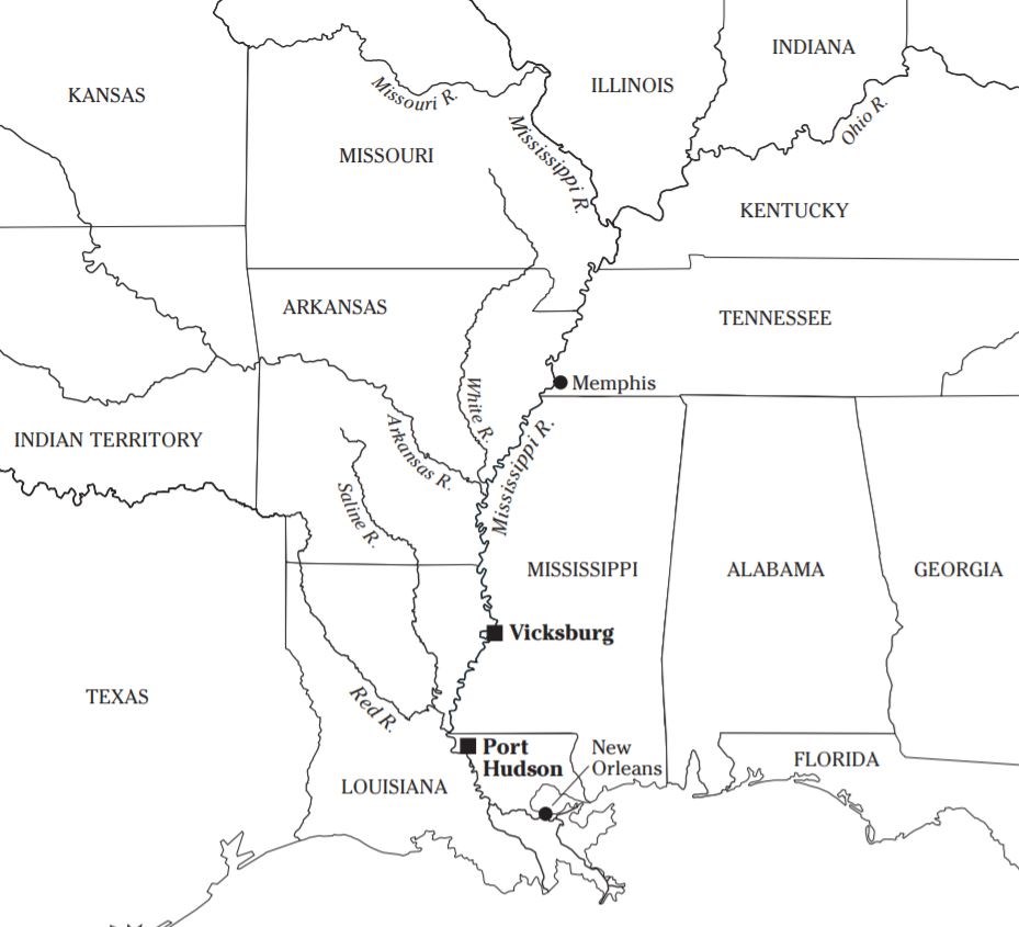 Map of southern states.