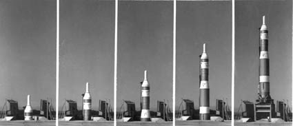 Series of images showing a missile rising out of the ground
