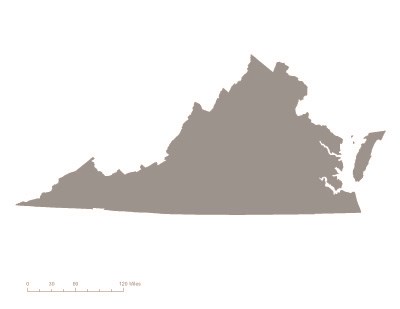 State of Virginia in gray – indicating it was not one of the original 36 states to ratify the 19th Amendment. Courtesy Megan Springate.